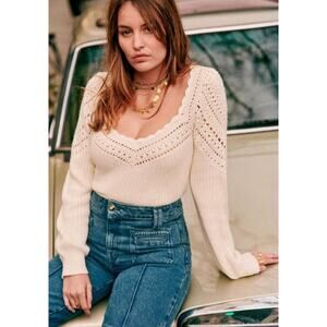 Sezane Manon Ecru White Knitted Jumper Sweater Size XXL